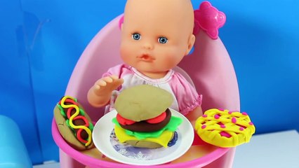 Baby Dol Nenuc Hig Chai Baby Dol Lunc Toy Cutting Food Play-Do Food Toy Videos