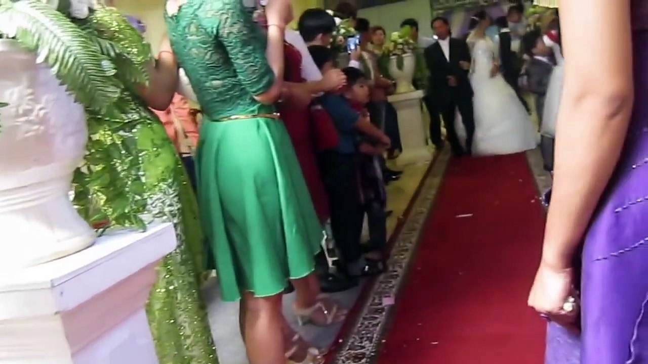 Cambodian Wedding the bride and groom marching to Ceremony Stage