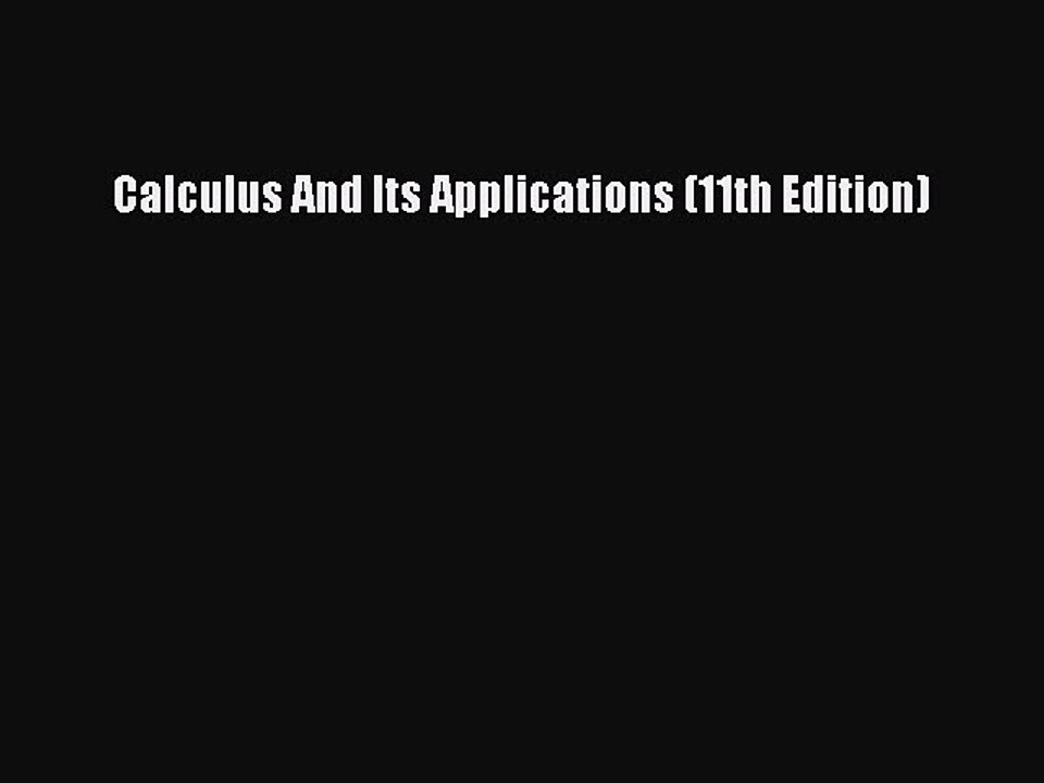 (PDF Download) Calculus And Its Applications (11th Edition) Download