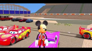 Mickey Mouse Plays w/ Disney Cars Famous Lightning McQueen and Ramone Fun Race w/ Songs