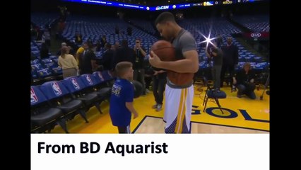 BD Aquarist: Stephen Curry Invites Young Fan to Try His Pregame Dribbling Routine