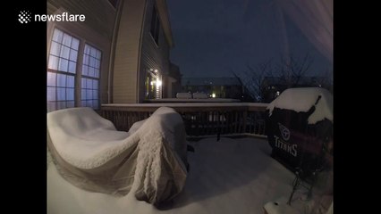 Amazing time-lapse shows blizzard engulfing garden in Virginia, US