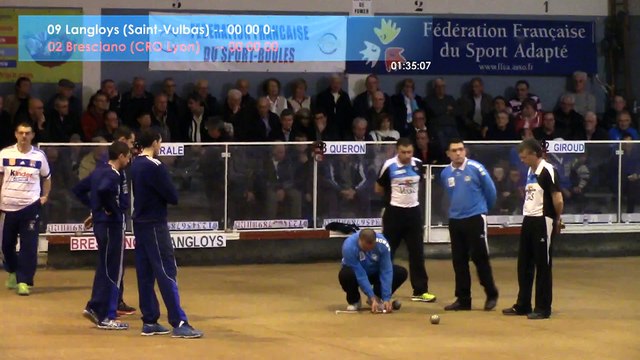 Mène 5, finale Bresciano contre Langloys, Super 16 masculin, Sport Boules, Saint-Egrève 2016