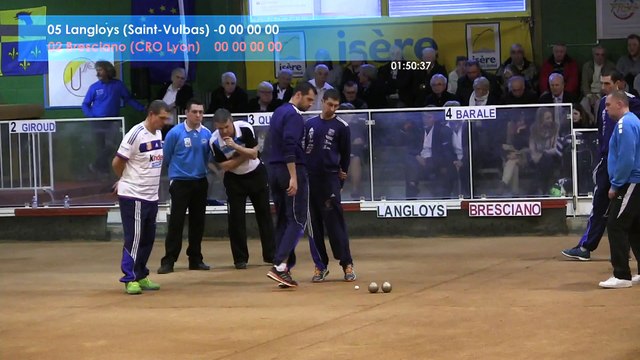 Mène 4, finale Bresciano contre Langloys, Super 16 masculin, Sport Boules, Saint-Egrève 2016
