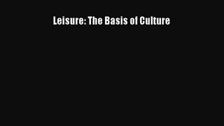 (PDF Download) Leisure: The Basis of Culture Read Online
