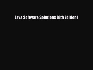 (PDF Download) Java Software Solutions (8th Edition) PDF