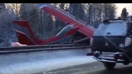 Pilot lands plane in central reservation barrier of busy motorway after 'forgetting' to fill up tank