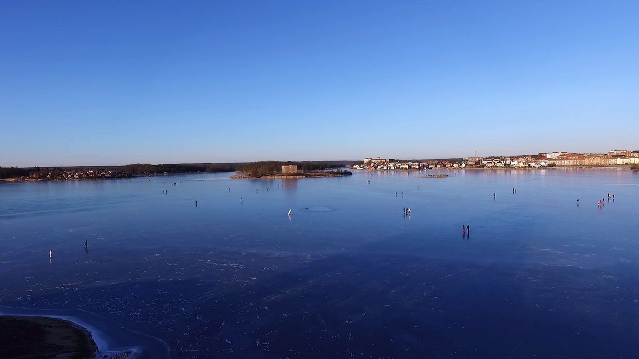 Winter and ice skating in Karlskrona. In the middle of the archipelago - Karlskrona, Sweden