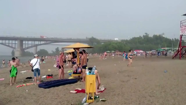 Freak hail storm hits Siberian beach in mid summer