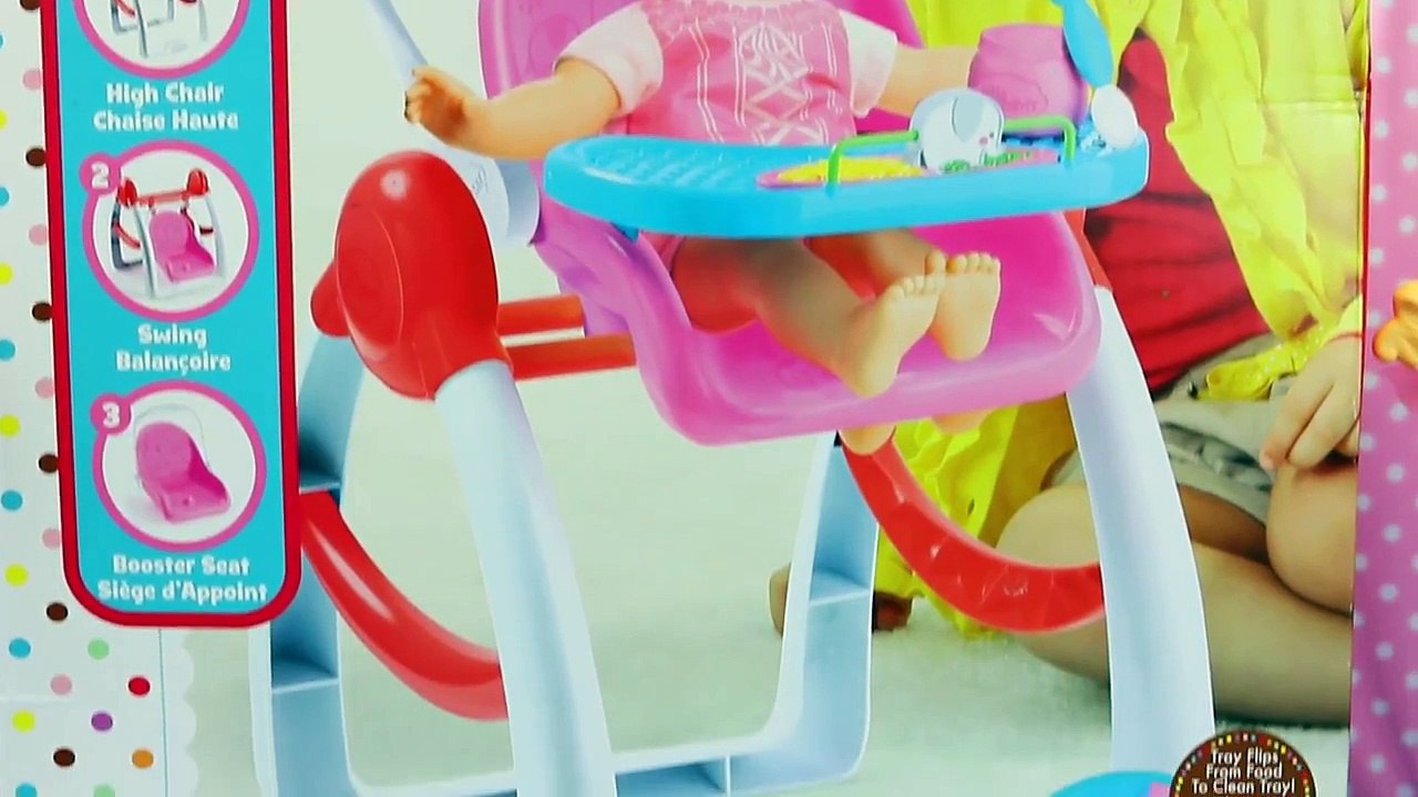 Baby Alive Doll BABY SWING, HIGH CHAIR & Car Bo...