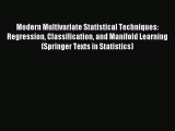 (PDF Download) Modern Multivariate Statistical Techniques: Regression Classification and Manifold