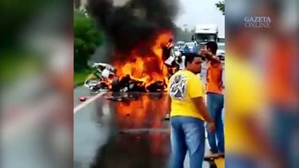Vítima carbonizada é socorrida em acidente em Baixo Guandu