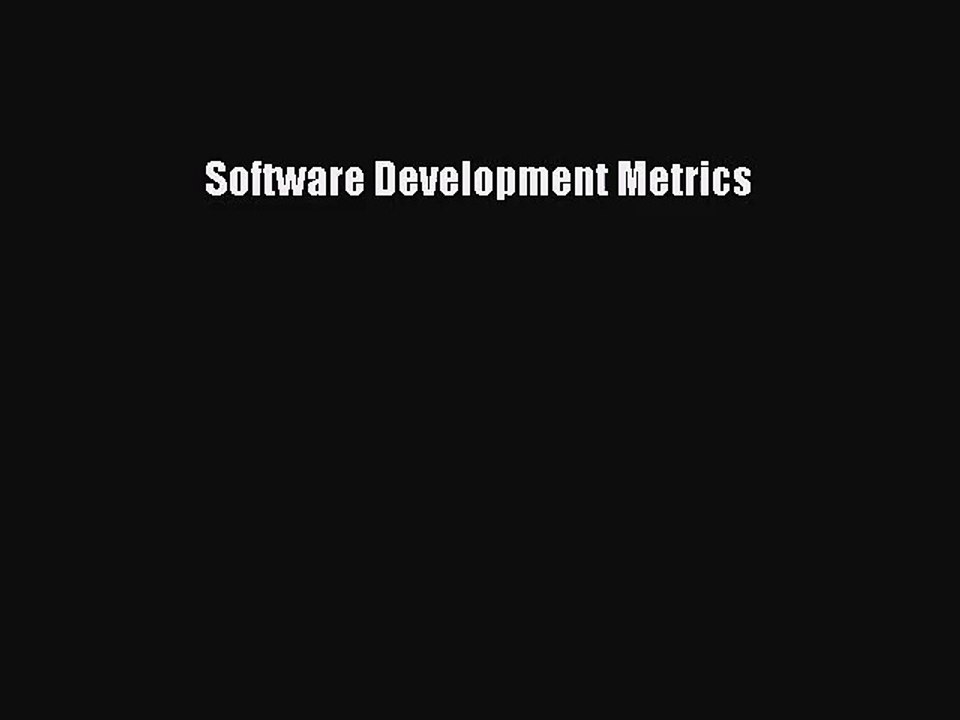 (PDF Download) Software Development Metrics Download
