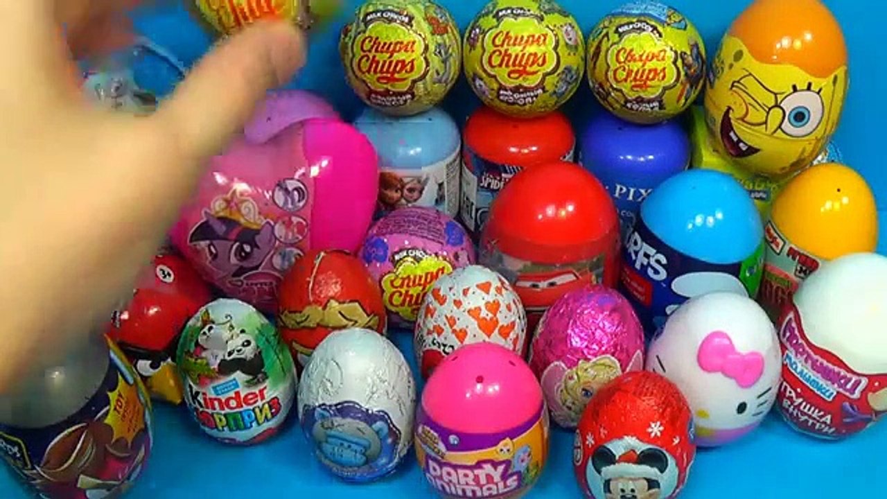 30 surprise eggs!!! Disney CARS MARVEL SpongeBob HELLO KITTY Love Is ANGRY BIRDS Peppa Pig PONY eggs