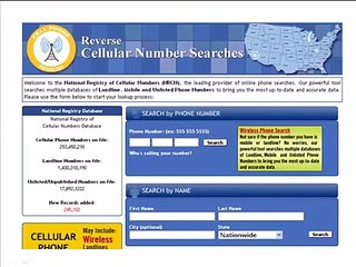 Reverse Cell Phone Lookup CELL PHONE REGISTRY TOUR