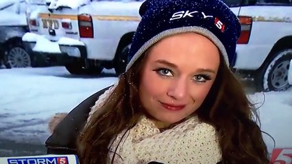 Channel 5 News Reporter - Snot dripping down nose