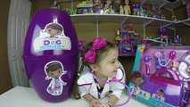 HUGE SURPRISE EGG DOC MCSTUFFINS   Surprise Toys   Play-Doh Doc McStuffins Kid-Friendly Toy Opening