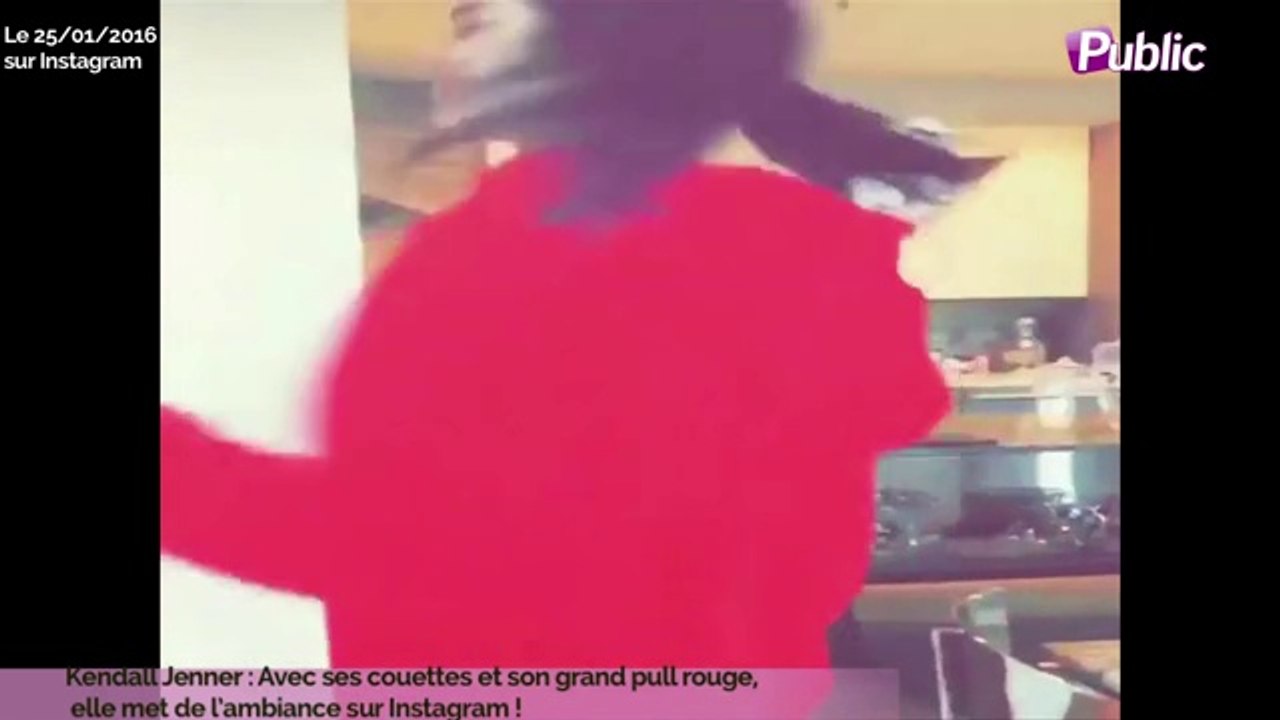 Exclu Vidéo : Kendall Jenner : Avec ses couettes et son grand pull rouge, elle met de l’ambiance sur Instagram !
