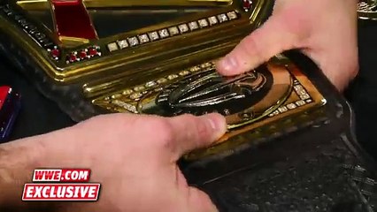 Triple H's custom plates are applied to the WWE World Heavyweight Title January 25, 2016