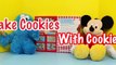 Cookie Monster with Mickey Mouse Baking Cookies and Eating the Wooden Cookies Set