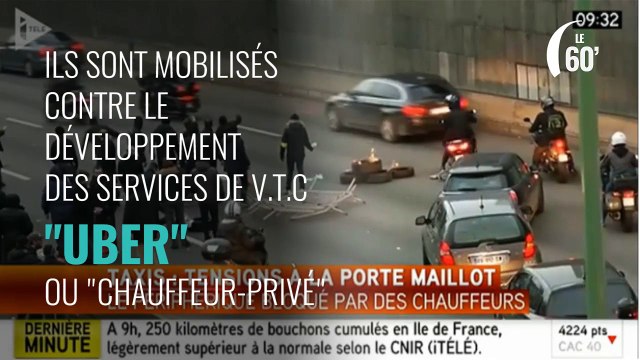 Pneus brûlés, périph’ bloqué : la colère des taxis contre les V.T.C.
