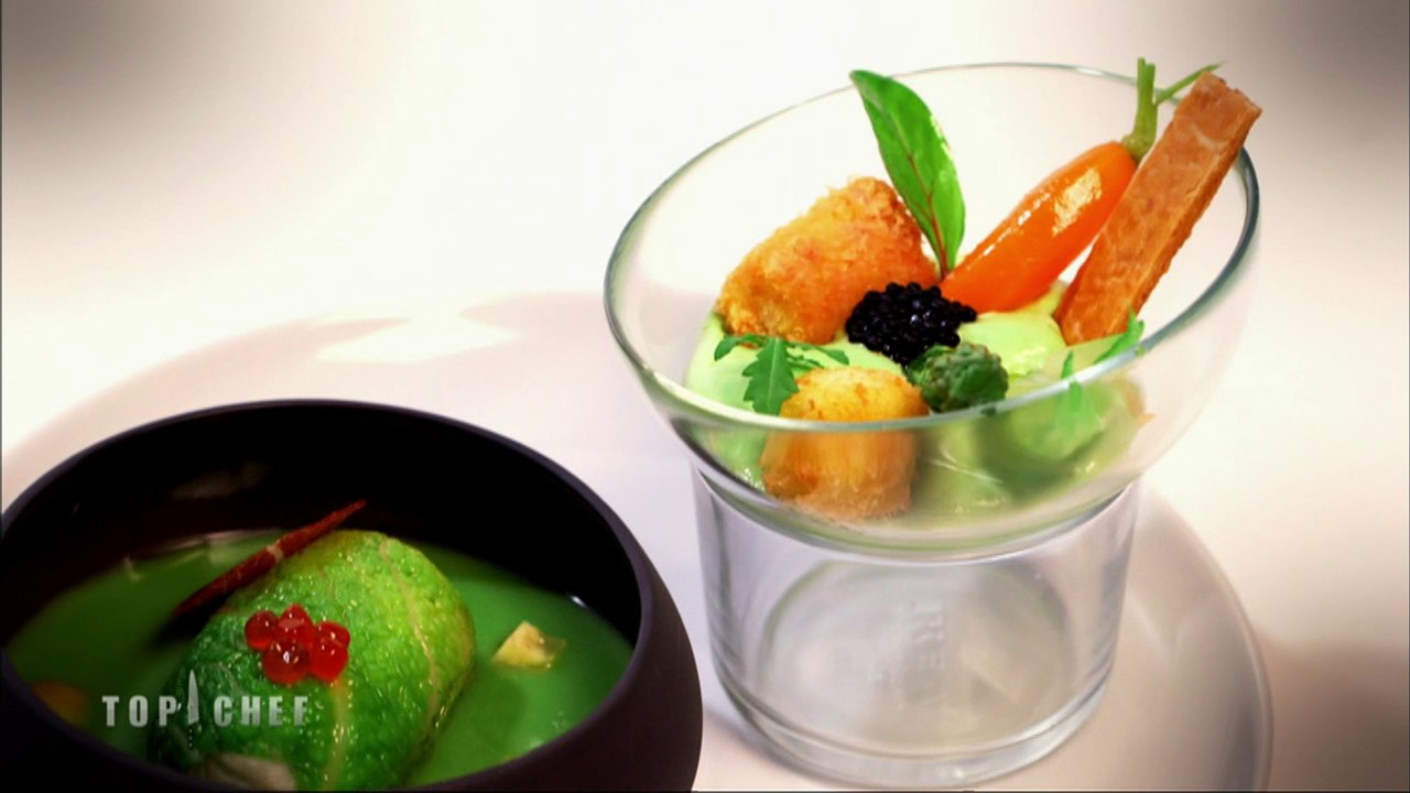 Lotte sur une garbure « papillon », polenta au pak choï et caviar d'Aquitaine par Michel Sarran