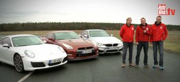 Comparativa: Porsche 911 contra BMW M4 Coupé y Nissan GT-R