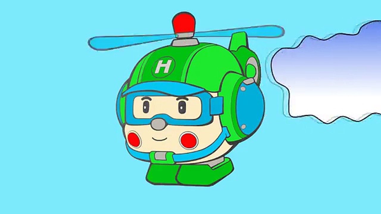 Çizgi film - Robocar Poli - Polis arabası, Helikopter, Temizlik arabası (Renkleri öğreniyoruz)