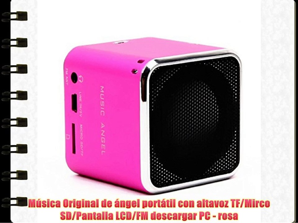 M?sica Original de ?ngel port?til con altavoz TF/Mirco SD/Pantalla LCD/FM descargar PC - rosa