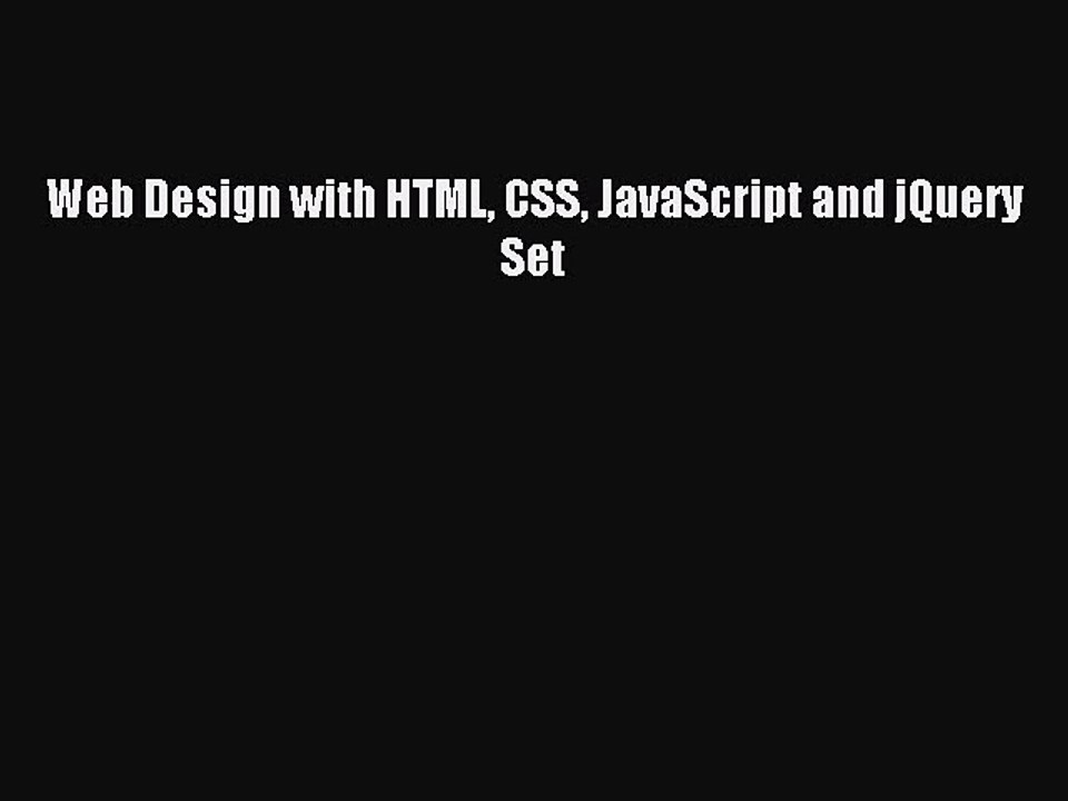 (PDF Download) Web Design with HTML CSS JavaScript and jQuery Set PDF