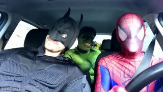 Superheroes Dancing in a Car: Spiderman, Batman & Hulk Funny Movie in Real Life