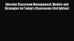 (PDF Download) Effective Classroom Management: Models and Strategies for Today's Classrooms