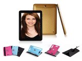 Gold 7Inch Tablets MTK8312 Android 4.2 Dual Core 4GB 2G GSM GPS Camera Dual Sim Bluetooth WIFI Tablet PC with Rotating Case-in Tablet PCs from Computer