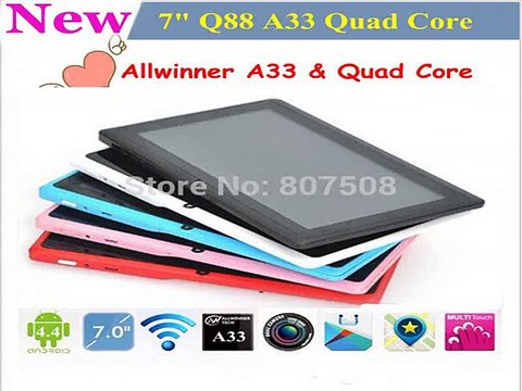 Q88 7 inch tablet pc Android 4.4 allwinner a33 Quad core 512MB+8GB wi fi dual camera Cheapest Chinese tablet-in Tablet PCs from Computer