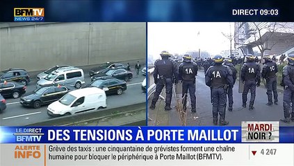 Violence de la police CRS contre une femme voilée musulmane sortie de force d'1 taxi /26jan2016/périphérique/manif TAXIS