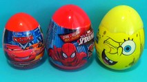 Disney PIXAR Cars surprise egg MARVEL Spider Man surprise egg Nickelodeon SpongeBob surpri