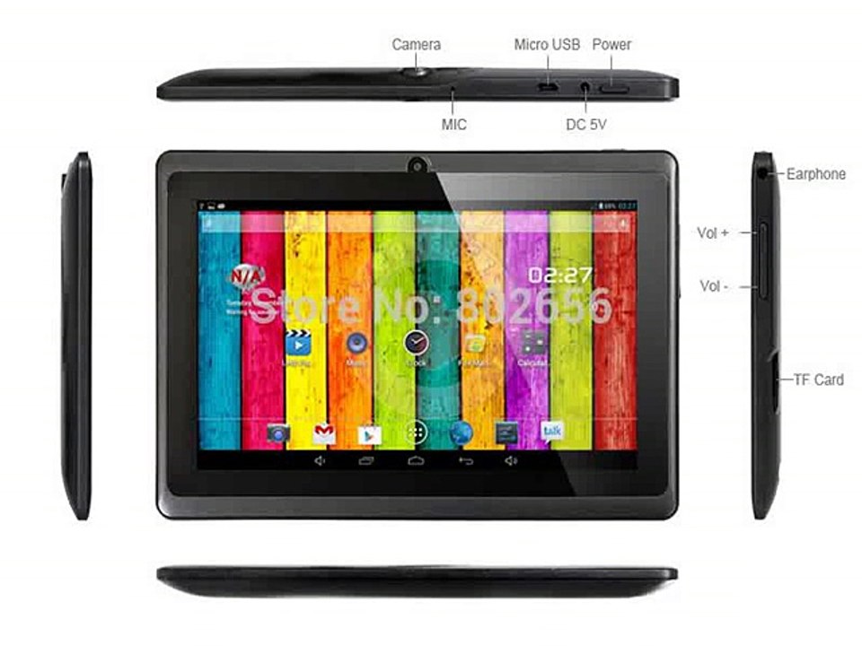 Christmas gift!! 7 inch big loud speaker tablet pc Allwinner Q8H Android 4.4 Dual core/Camera Bluetooth 512MB/4GB Free shipping!-in Tablet PCs from Computer