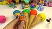 Play Doh Ice Cream Surprise Eggs Mickey Mouse Spiderman Lego cars 2