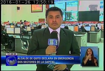 Alcalde de Quito declara en emergencia varios sectores de la ciudad