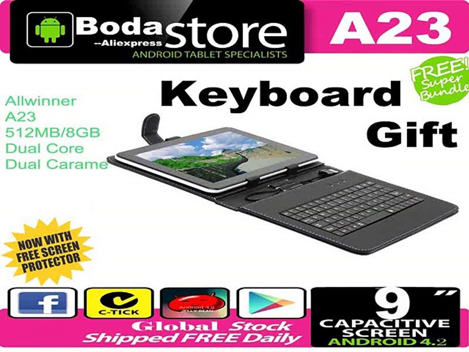 FreeShip  Boda  Tablet 9 Android 4.2 8GB Dual Core/Cam w/ Black Keyboard tablet pc  A23-in Tablet PCs from Computer