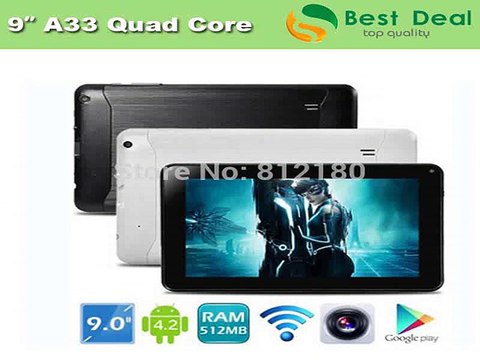 2014 Newest Cheapest 9 inch Tablet PC Allwinner A33 Quad Core 1.5Ghz CPU 8GB ROM Bluetooth Android 4.4 Google Play Skype +Gifts-in Tablet PCs from Computer