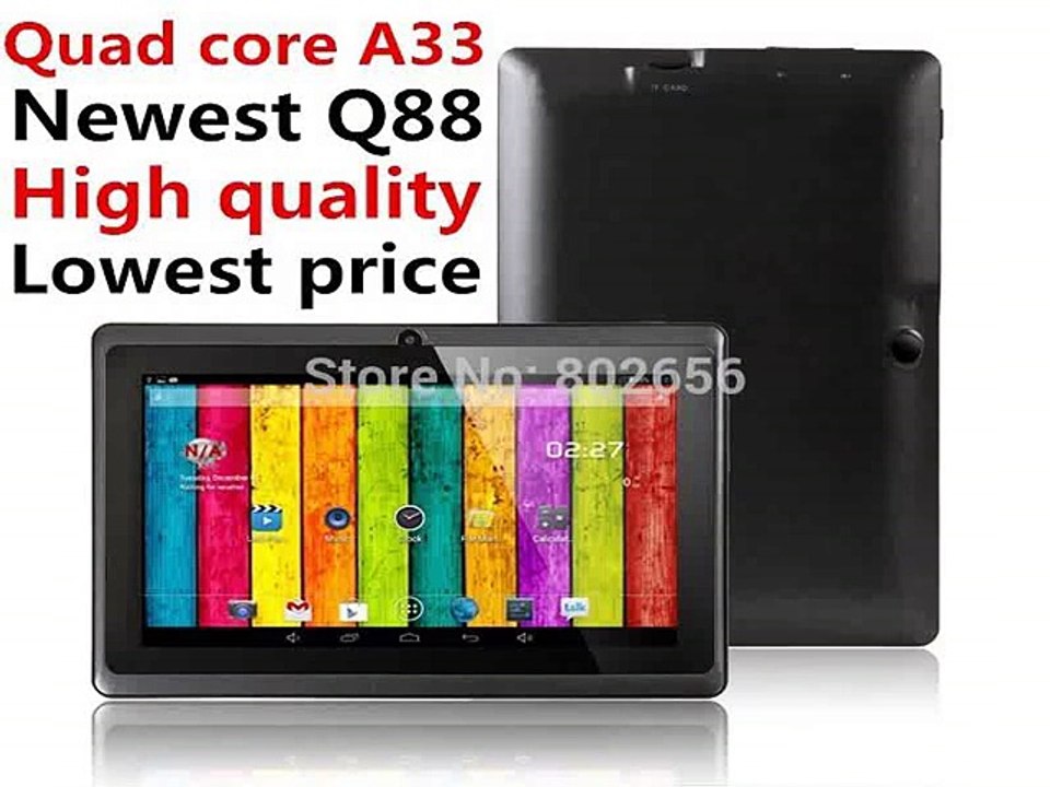 Christmas gift !!7 inch Quad Core Q88pro Allwinner A33 Dual Camera Android 4.4.2 512MB/8GB tablet pc Hot sell!free shipping! HOT-in Tablet PCs from Computer