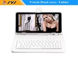 9 inch white Dual Core  RAM512 ROM 8GB Tablet PC Android 4.4 Kitkat Dual cameras HDMI Support WiFi add white keyboard-in Tablet PCs from Computer