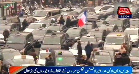 Download Video: Paris: Taxi Drivers Protesting Against Taxi Drivers