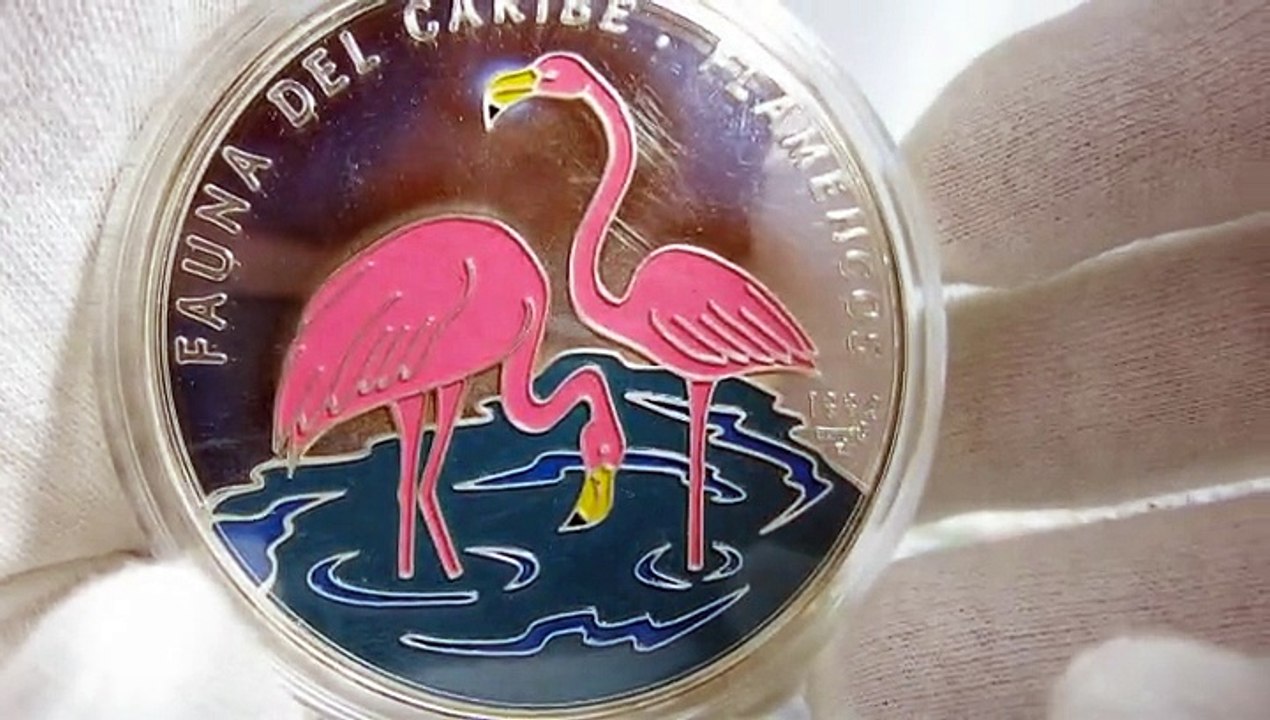 Pesos Cuba Silver Proof Coins Fauna del Caribe 5 OZ