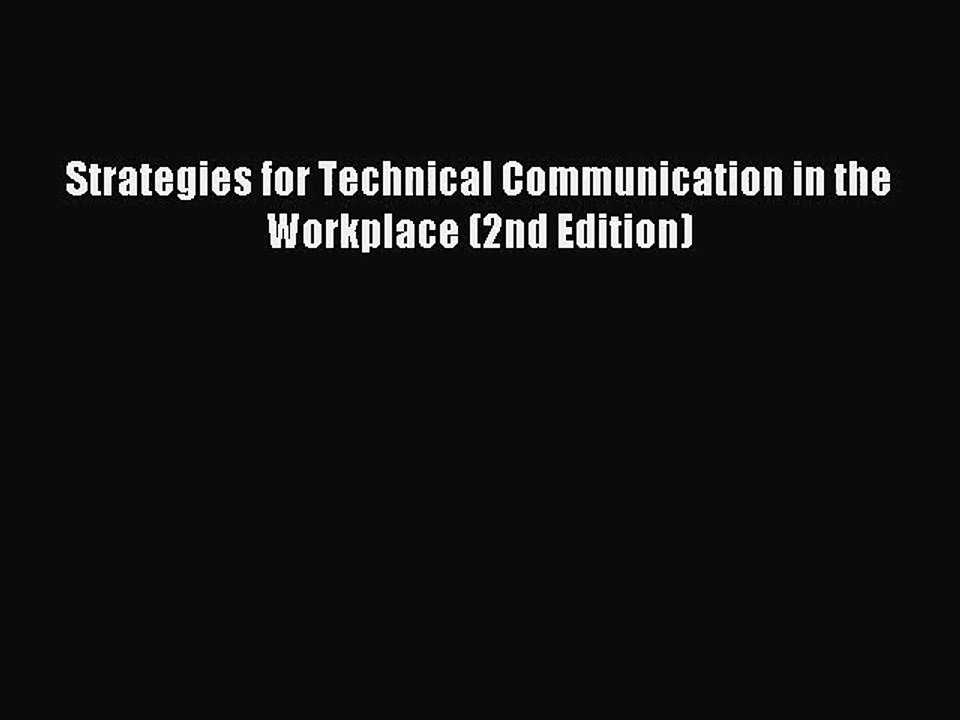 (PDF Download) Strategies for Technical Communication in the Workplace (2nd Edition) PDF