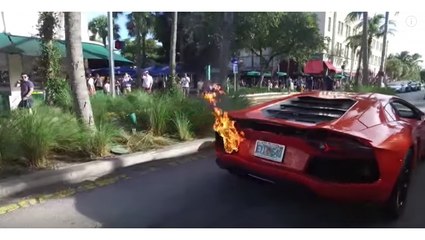 Lamborghini on Fire in South Beach Miami
