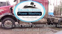 Brookswood powerwashing Langley, BC - Hot water pressure washing a semi truck in Abbbotsford, BC