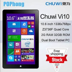 F 10.6 inch Chuwi vi10 dual boot tablet pc Windows8.1 Android 4.4 Z3736F Quad Core 2GB RAM 32GB ROM 8000mAh-in Tablet PCs from Computer