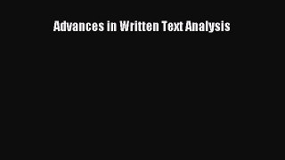 [PDF Download] Advances in Written Text Analysis [PDF] Online
